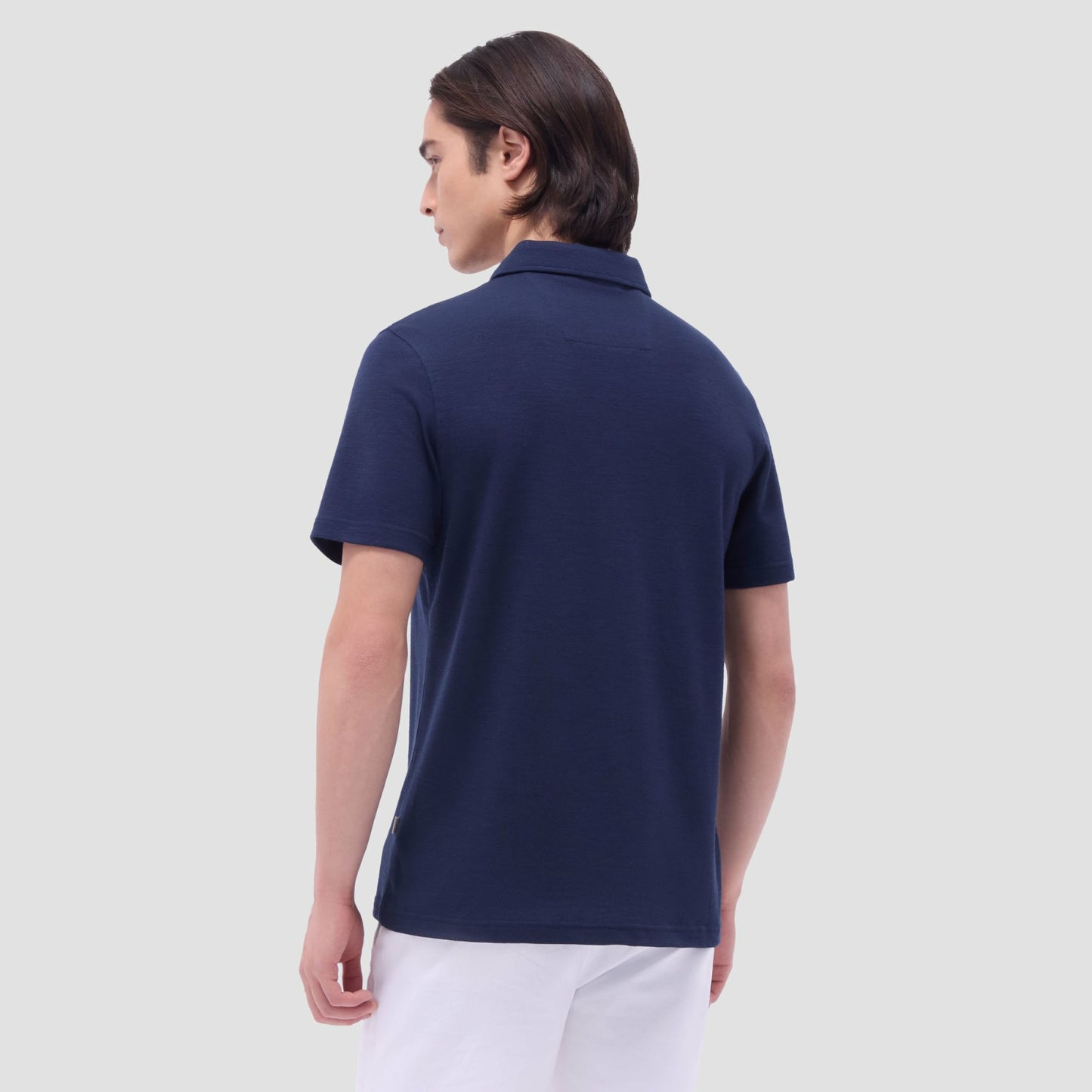 Bugatchi Performance Heather Quarter-Zip Polo Shirt Navy