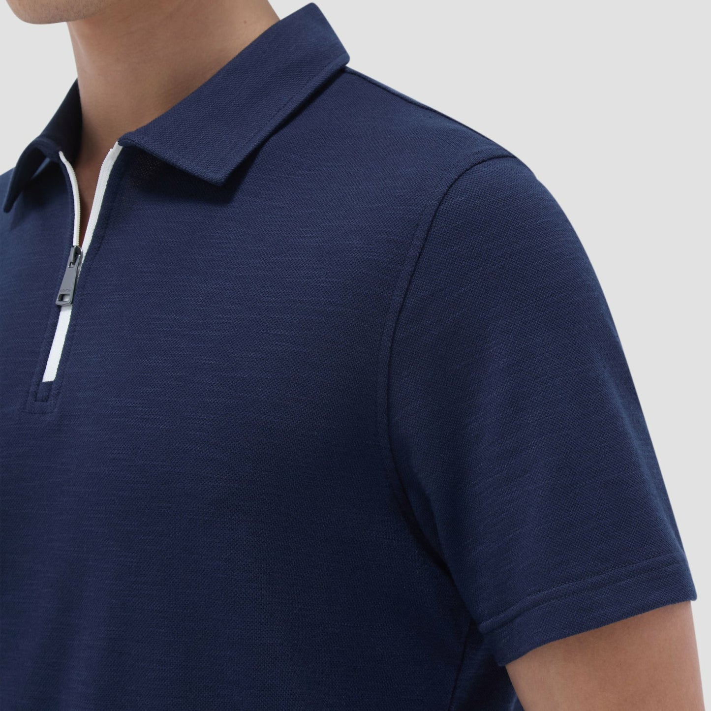 Bugatchi Performance Heather Quarter-Zip Polo Shirt Navy