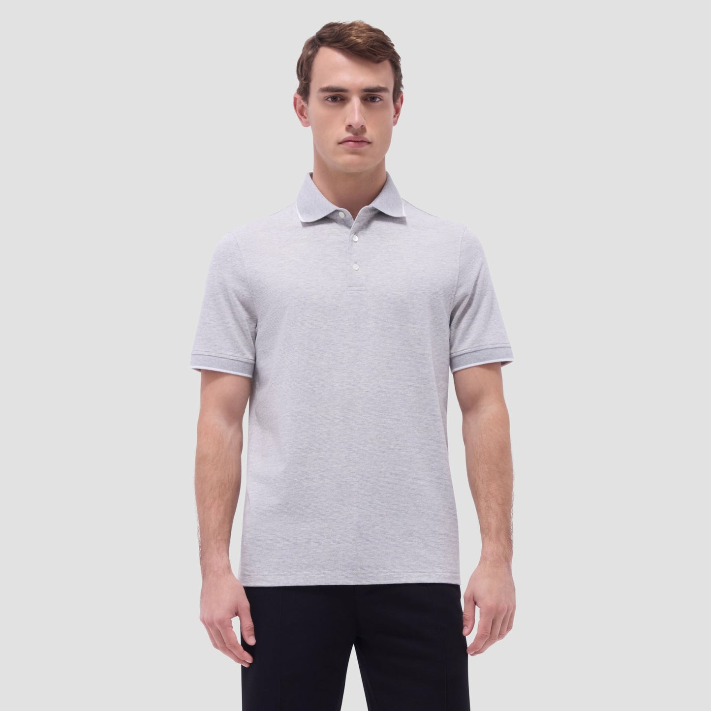 Bugatchi Two-Tone Bird's Eye Polo Shirt Cement