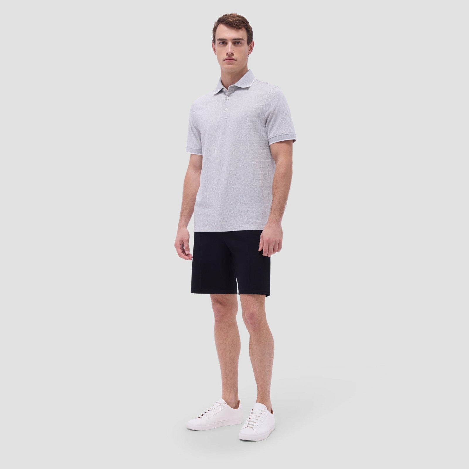 Bugatchi Two-Tone Bird's Eye Polo Shirt Cement