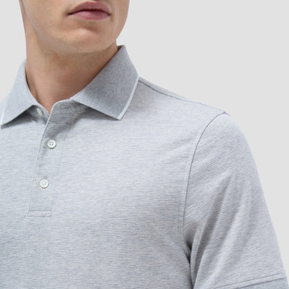 Bugatchi Two-Tone Bird's Eye Polo Shirt Cement