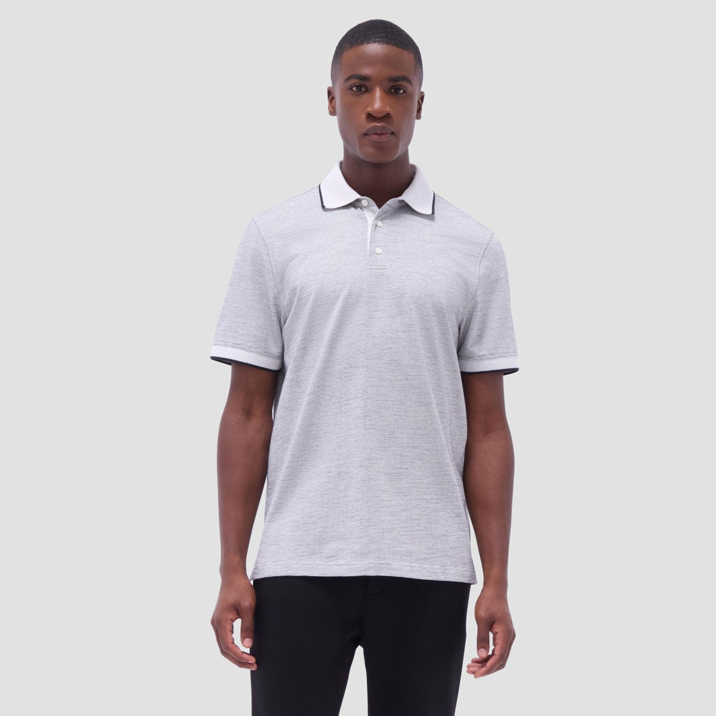 Bugatchi Two-Tone Bird's Eye Polo Shirt Chalk