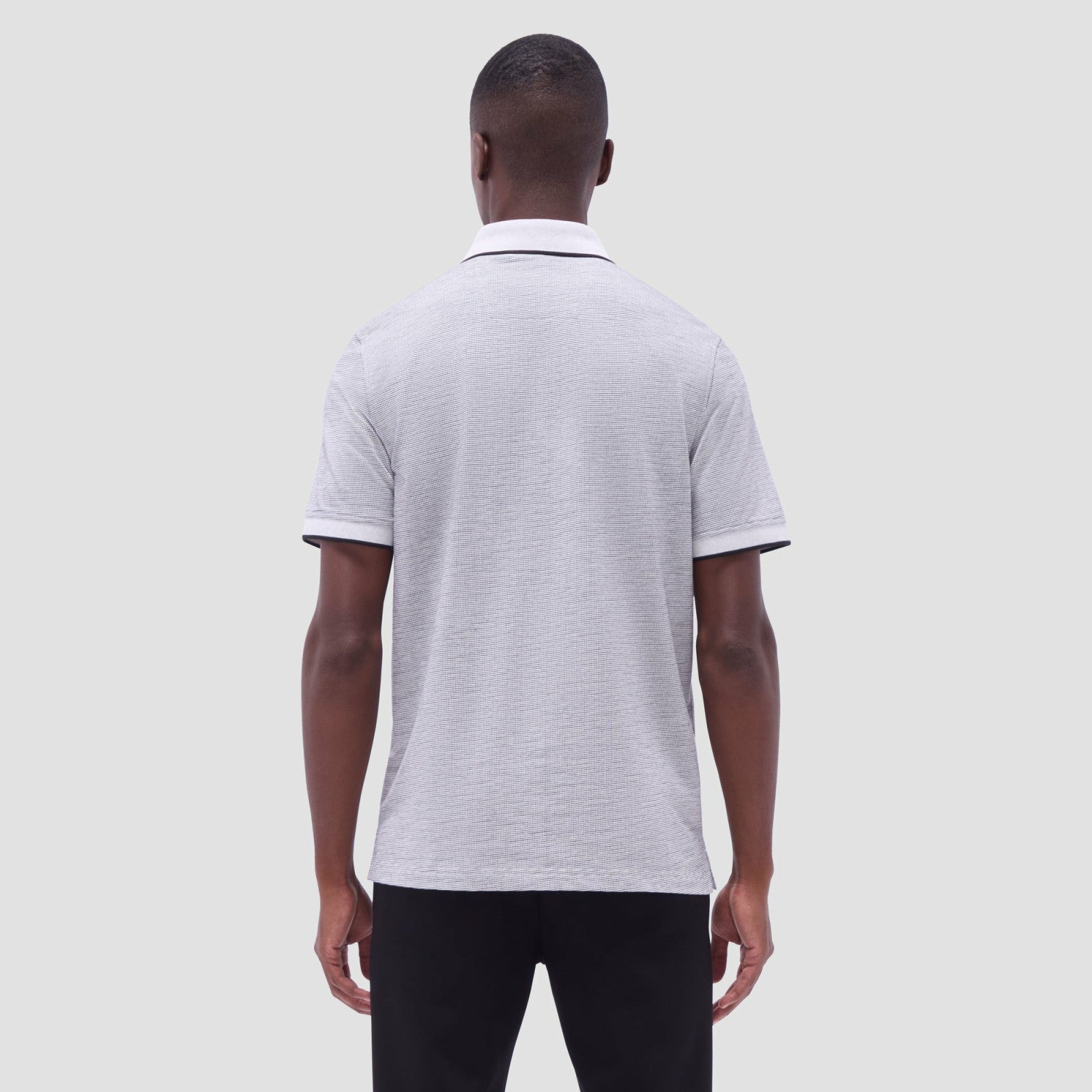 Bugatchi Two-Tone Bird's Eye Polo Shirt Chalk