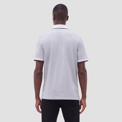 Bugatchi Two-Tone Bird's Eye Polo Shirt Chalk