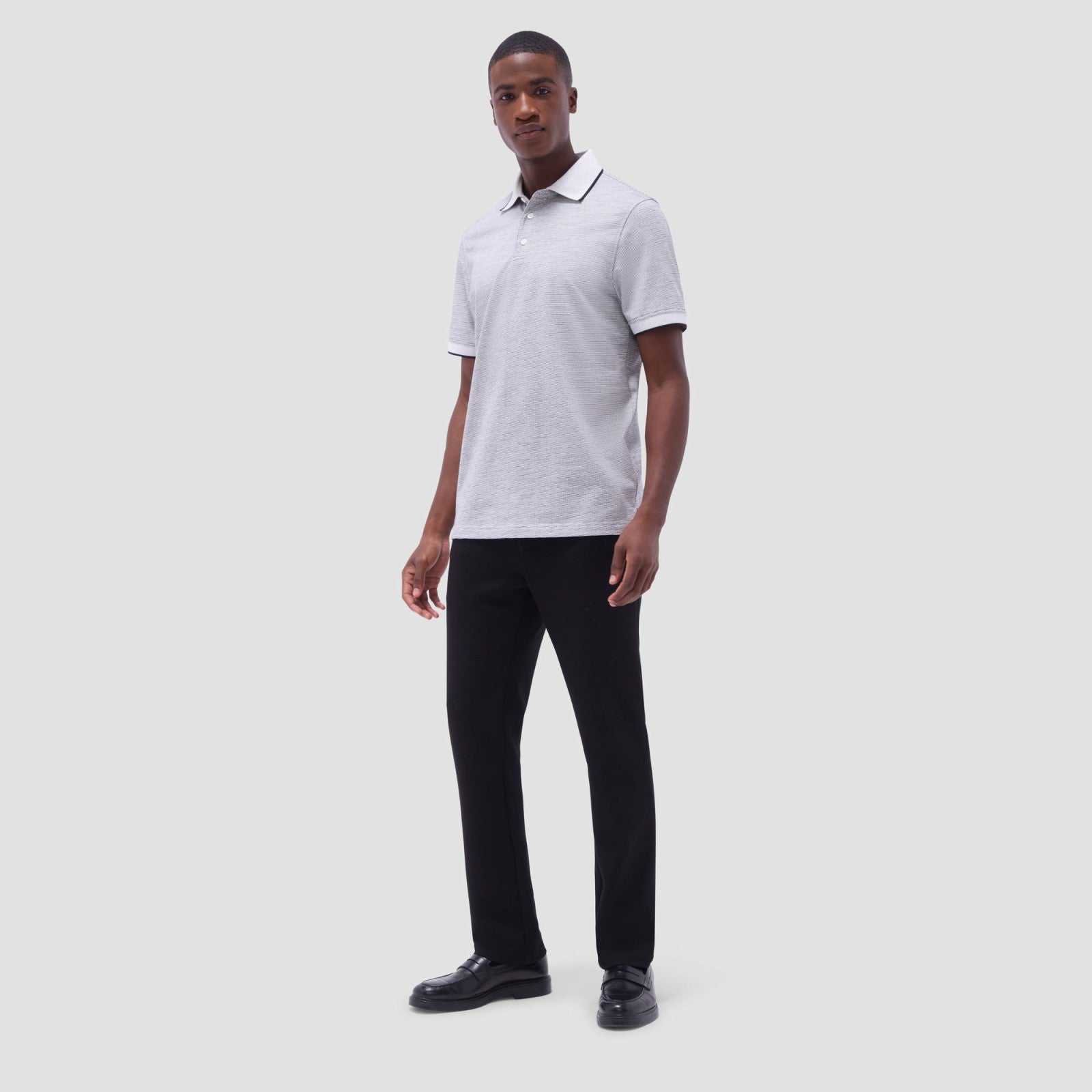 Bugatchi Two-Tone Bird's Eye Polo Shirt Chalk