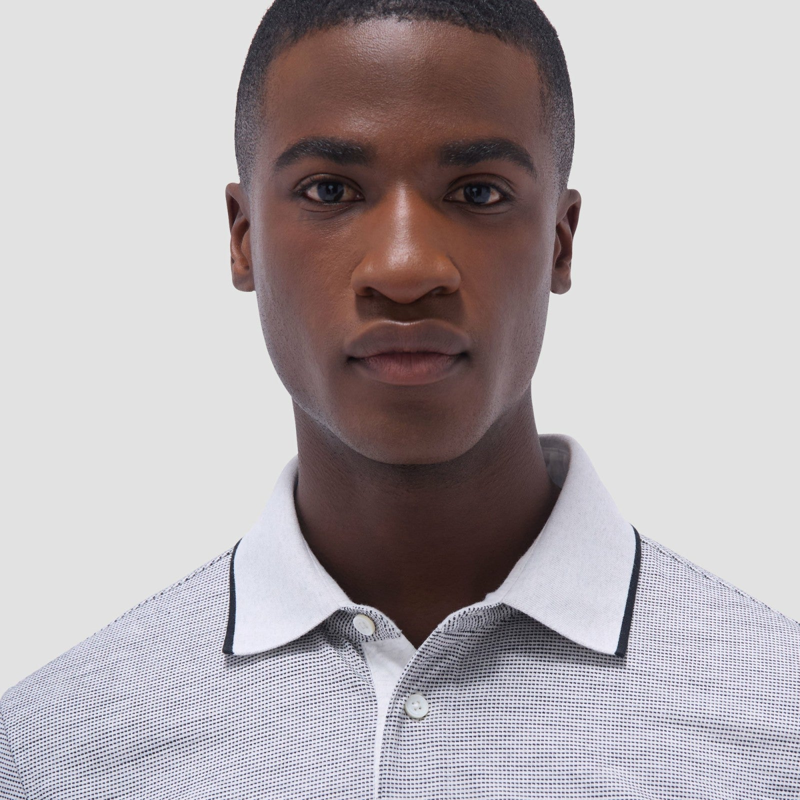 Bugatchi Two-Tone Bird's Eye Polo Shirt Chalk