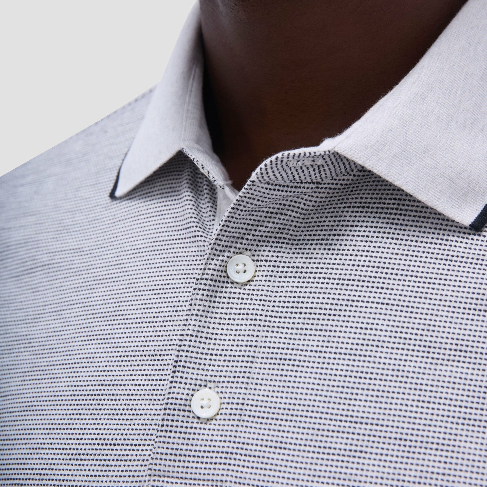 Bugatchi Two-Tone Bird's Eye Polo Shirt Chalk