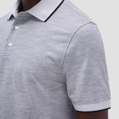 Bugatchi Two-Tone Bird's Eye Polo Shirt Chalk