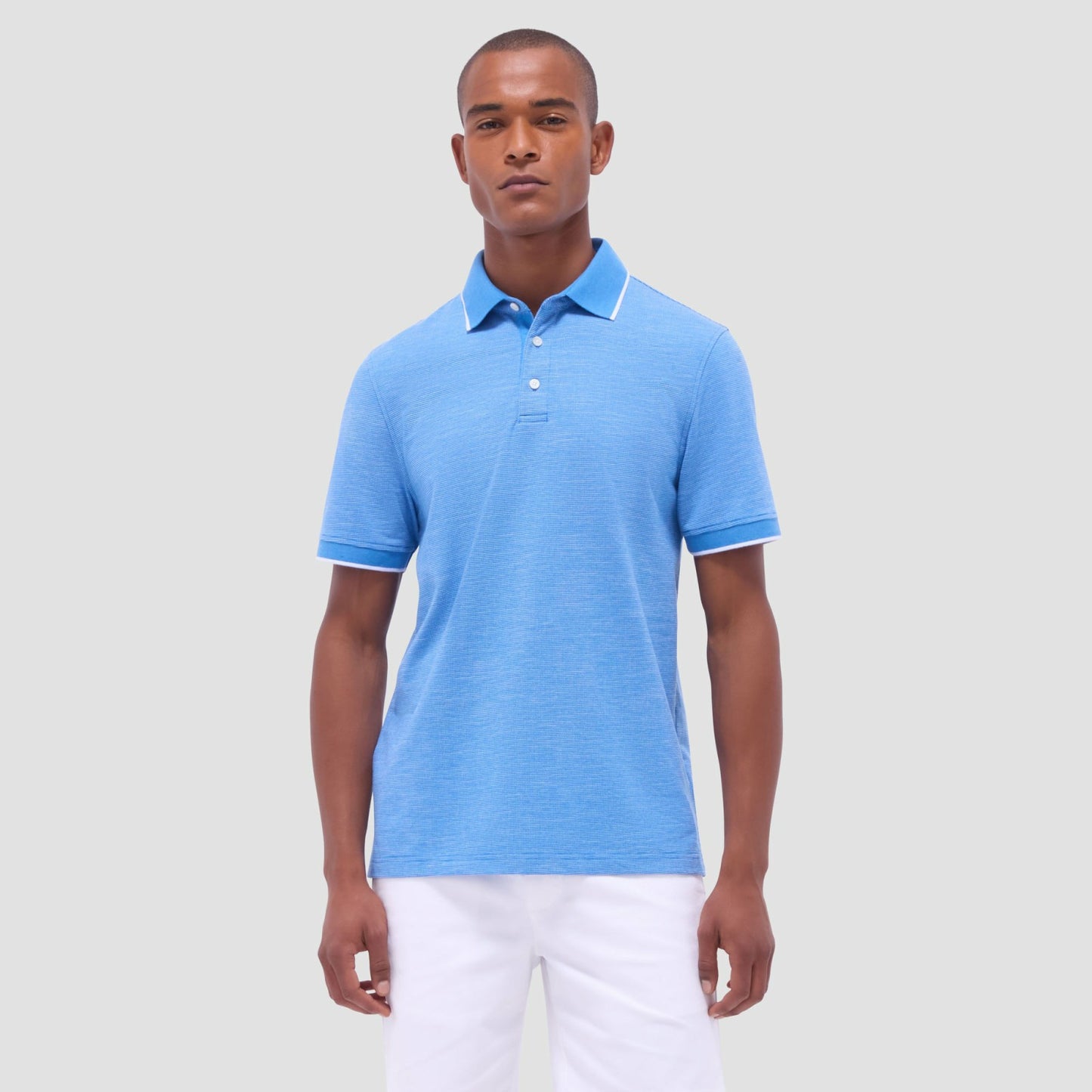 Bugatchi Two-Tone Bird's Eye Polo Shirt Classic Blue