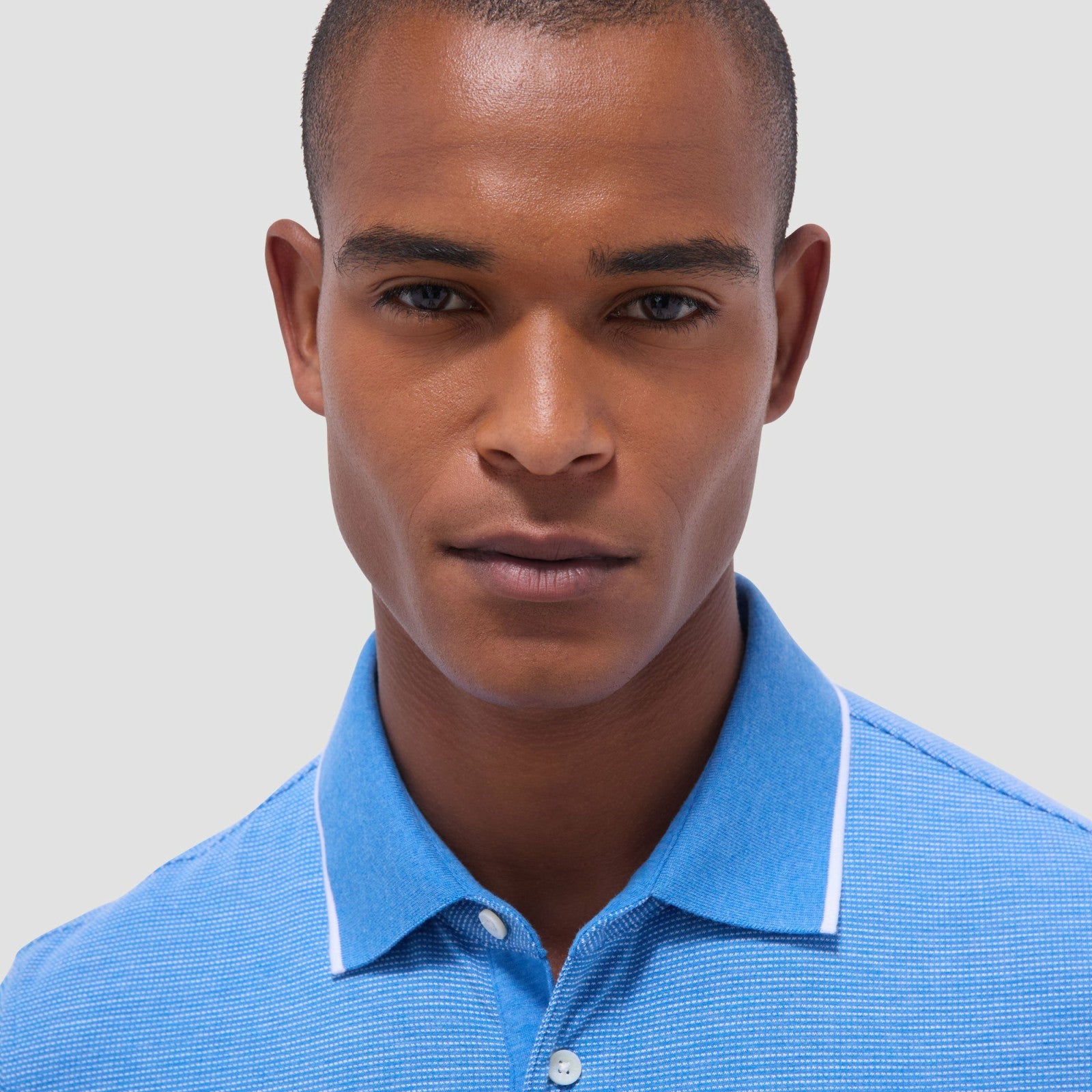 Bugatchi Two-Tone Bird's Eye Polo Shirt Classic Blue