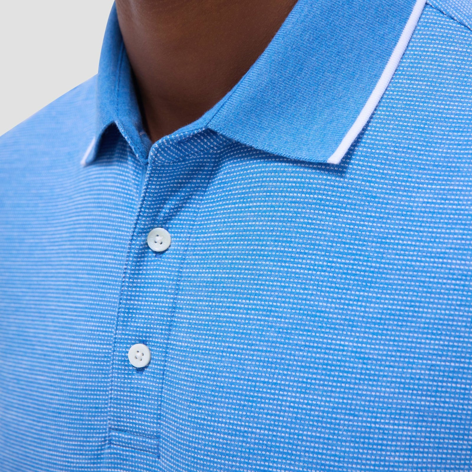 Bugatchi Two-Tone Bird's Eye Polo Shirt Classic Blue