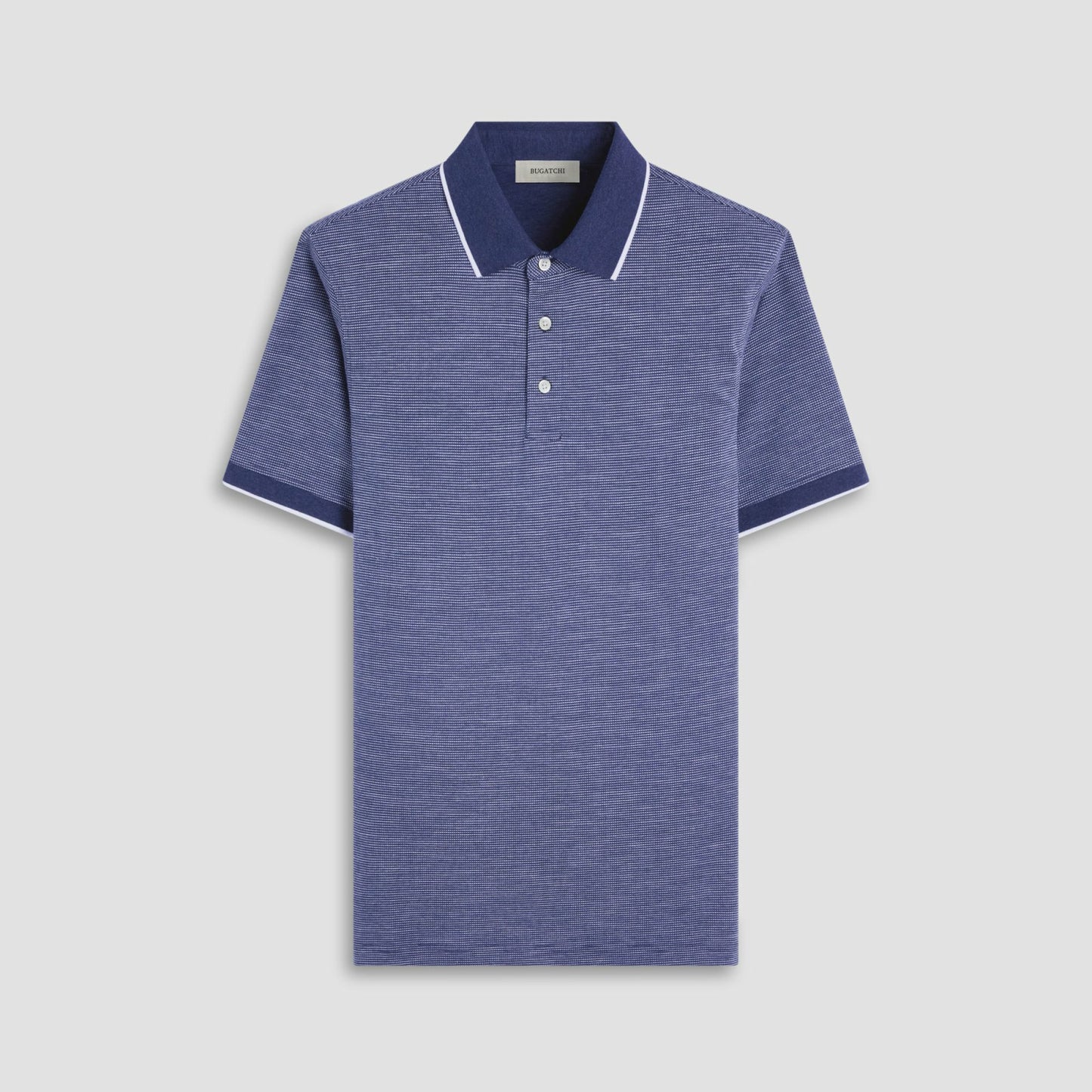 Bugatchi Two-Tone Bird's Eye Polo Shirt Navy