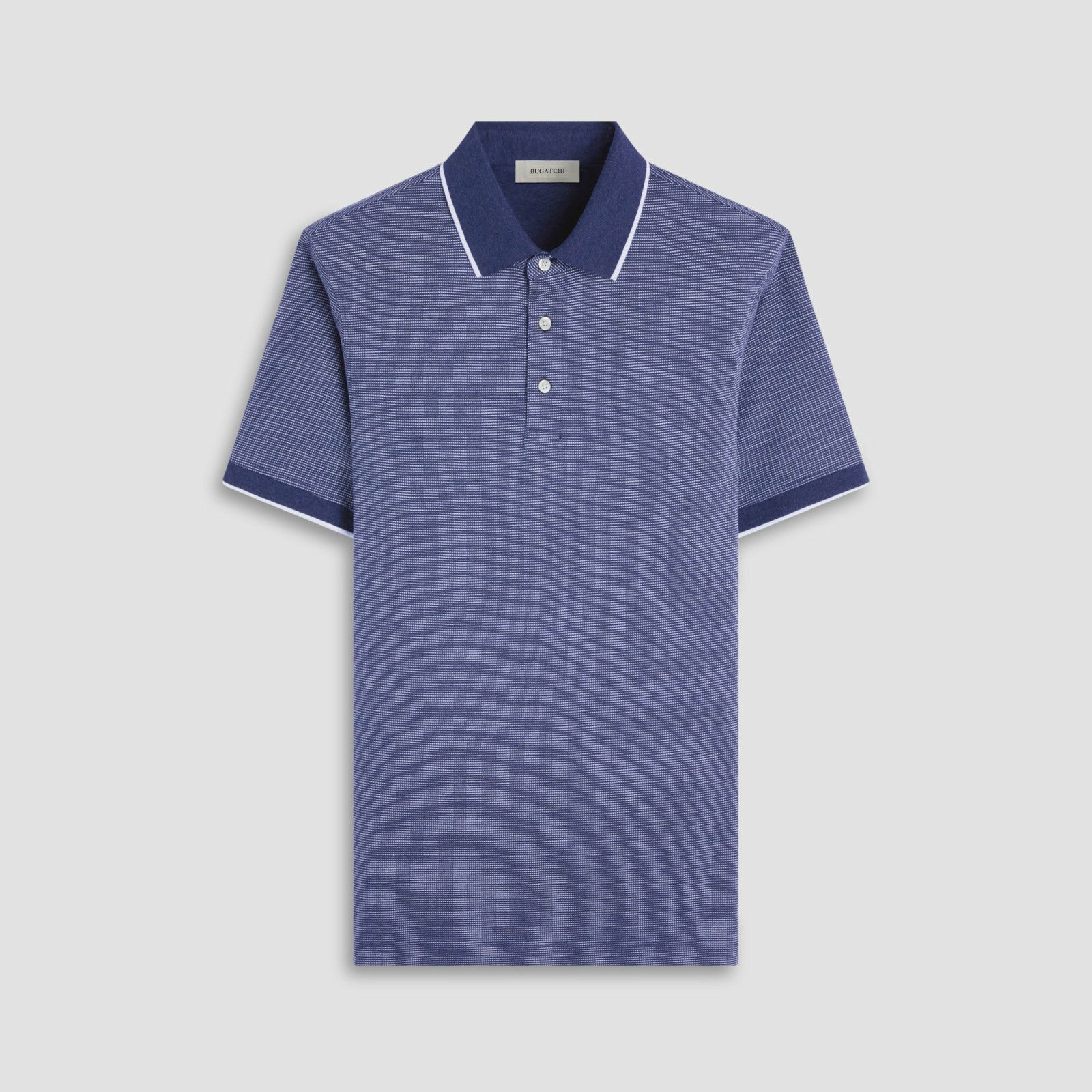 Bugatchi Two-Tone Bird's Eye Polo Shirt Navy
