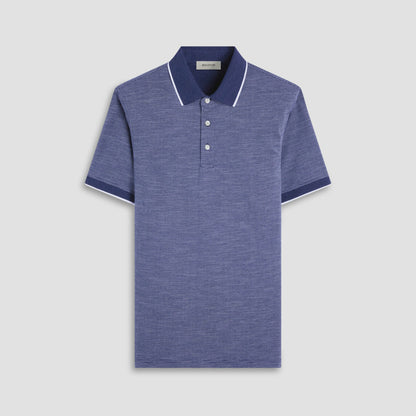 Bugatchi Two-Tone Bird's Eye Polo Shirt Navy