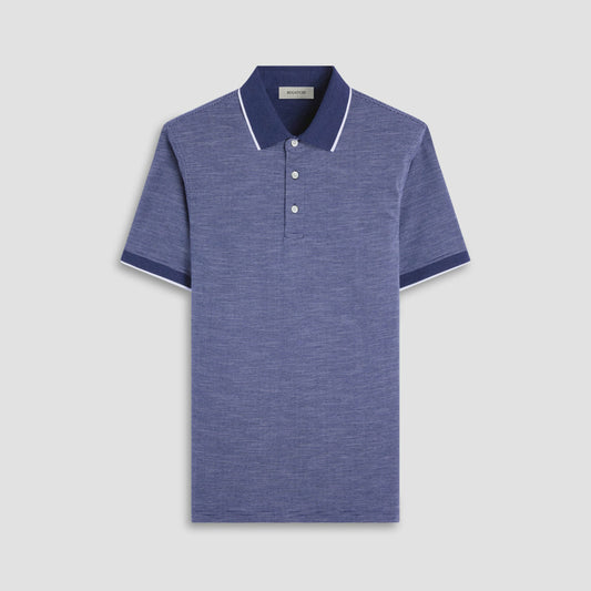 Bugatchi Two-Tone Bird's Eye Polo Shirt Navy