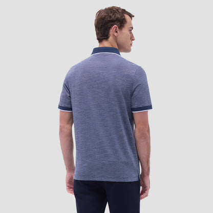 Bugatchi Two-Tone Bird's Eye Polo Shirt Navy