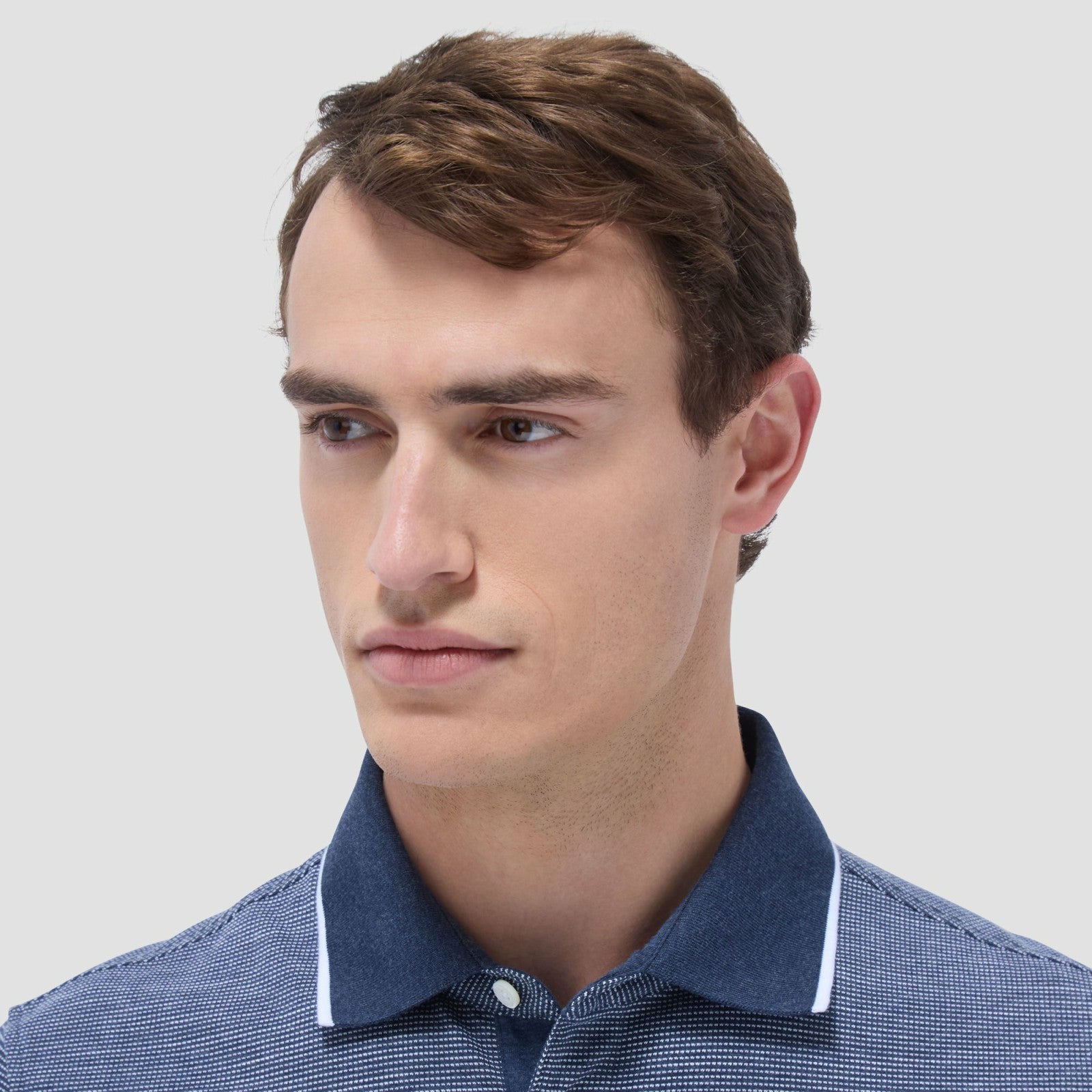 Bugatchi Two-Tone Bird's Eye Polo Shirt Navy