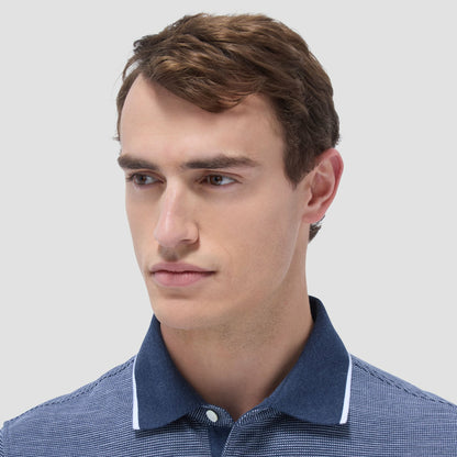 Bugatchi Two-Tone Bird's Eye Polo Shirt Navy