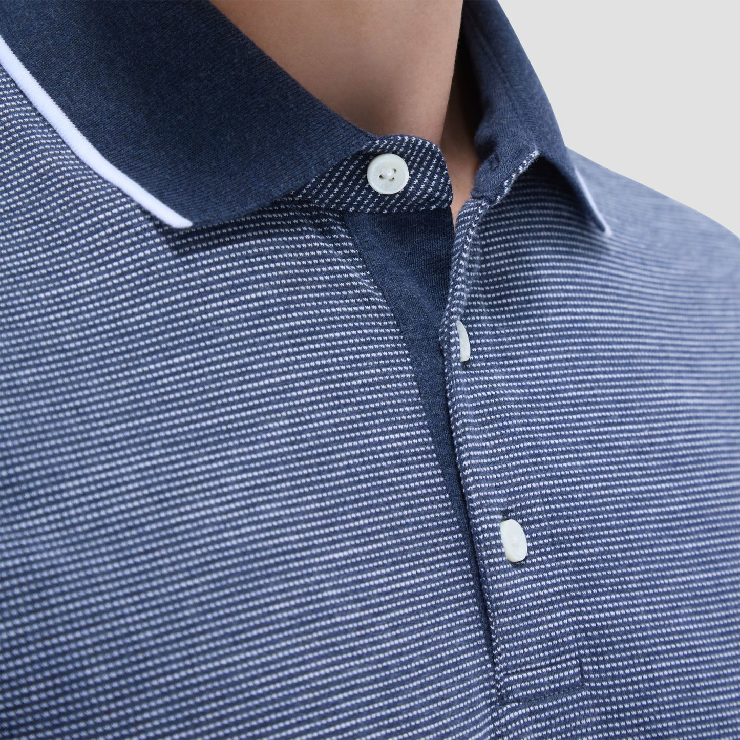 Bugatchi Two-Tone Bird's Eye Polo Shirt Navy