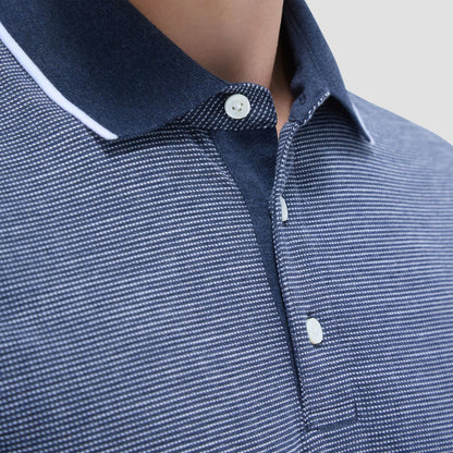 Bugatchi Two-Tone Bird's Eye Polo Shirt Navy
