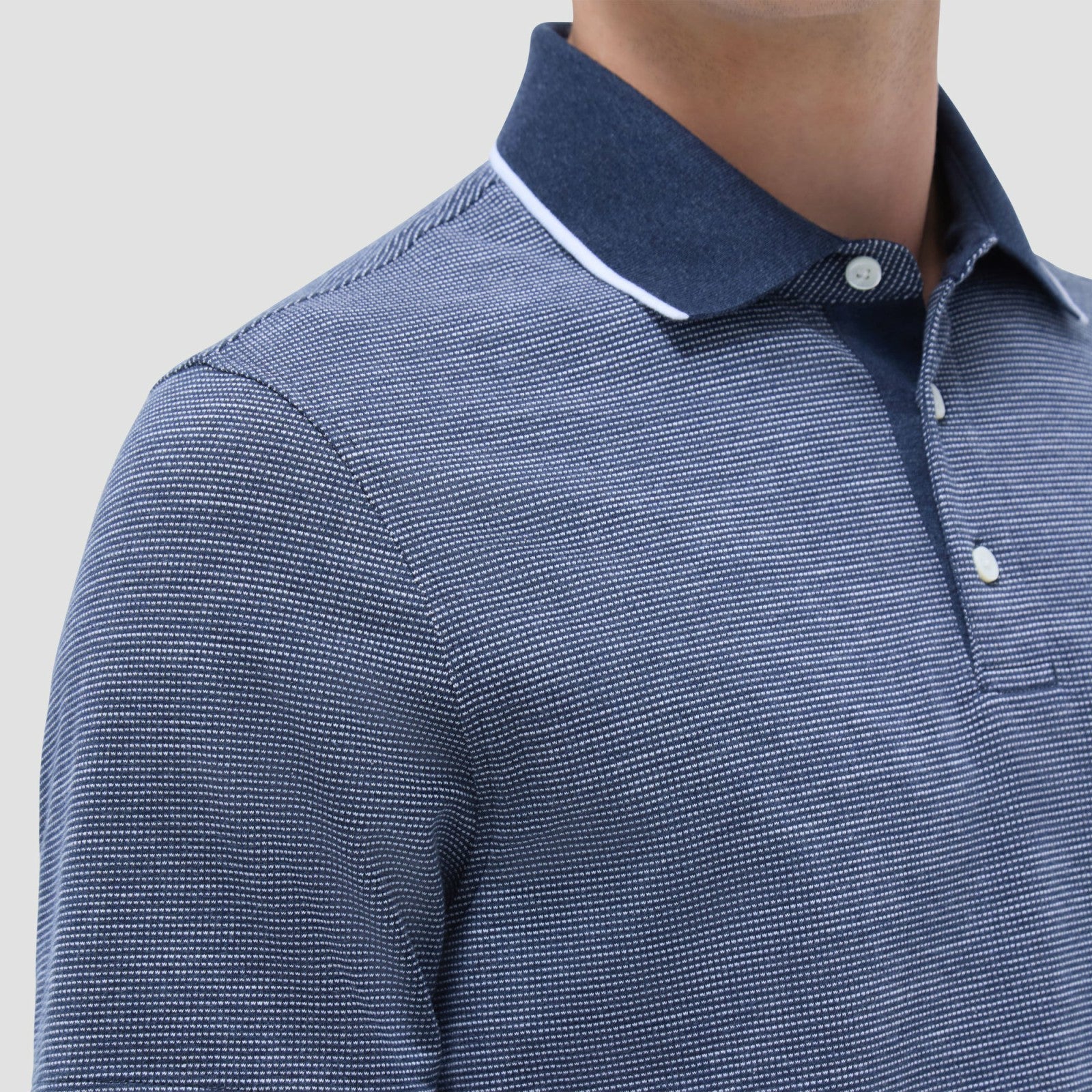 Bugatchi Two-Tone Bird's Eye Polo Shirt Navy