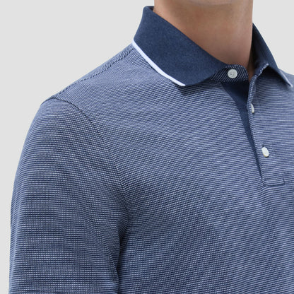 Bugatchi Two-Tone Bird's Eye Polo Shirt Navy