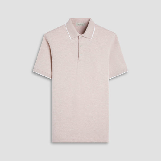 Bugatchi Two-Tone Bird's Eye Polo Shirt Sand