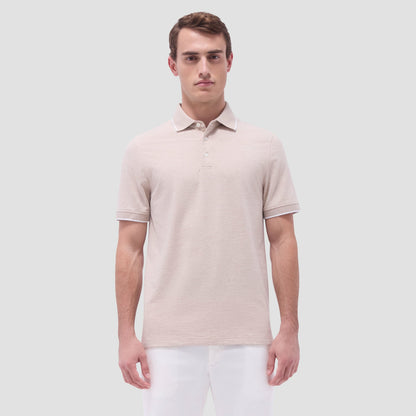 Bugatchi Two-Tone Bird's Eye Polo Shirt Sand