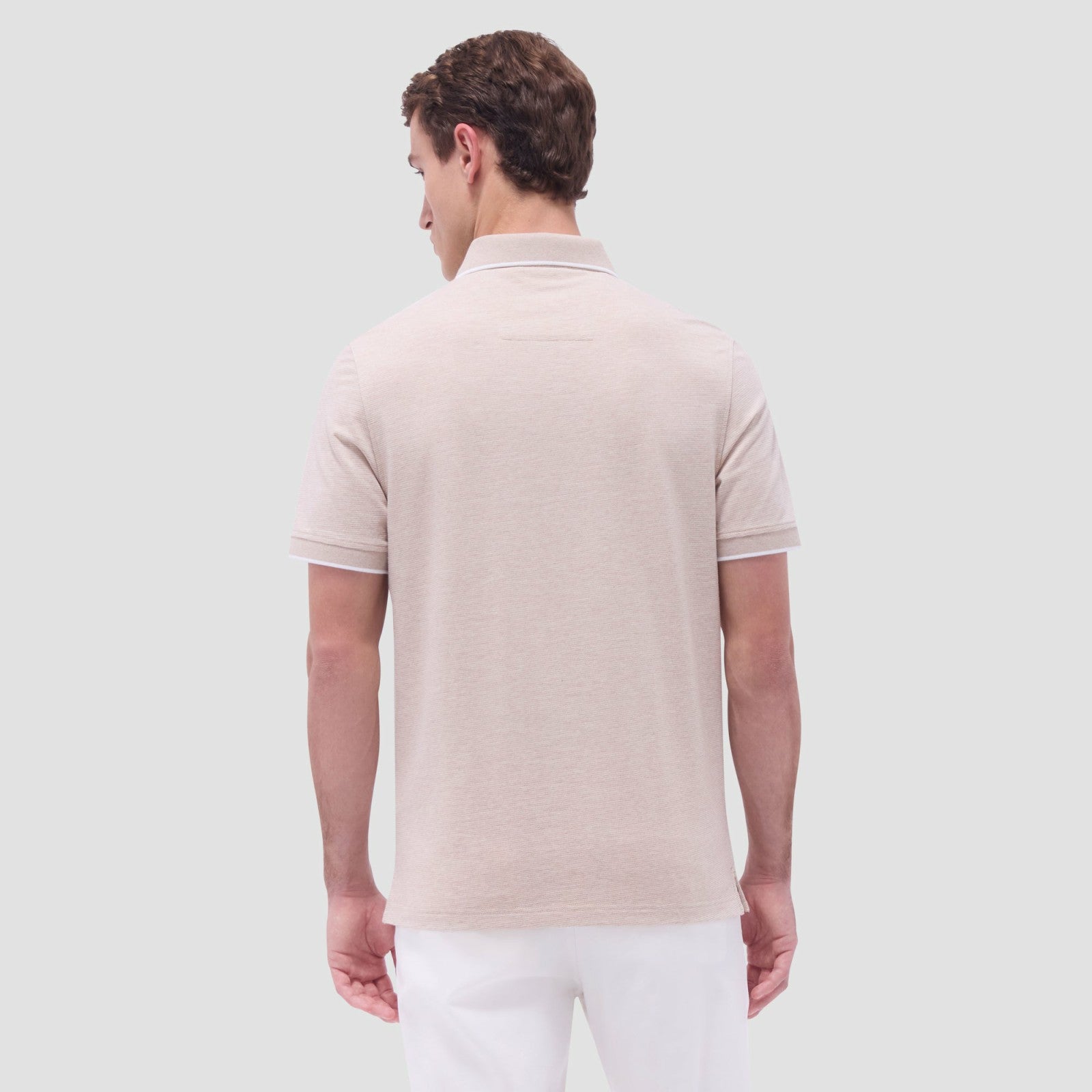 Bugatchi Two-Tone Bird's Eye Polo Shirt Sand