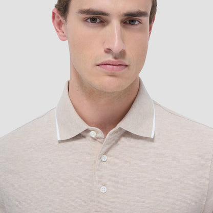 Bugatchi Two-Tone Bird's Eye Polo Shirt Sand