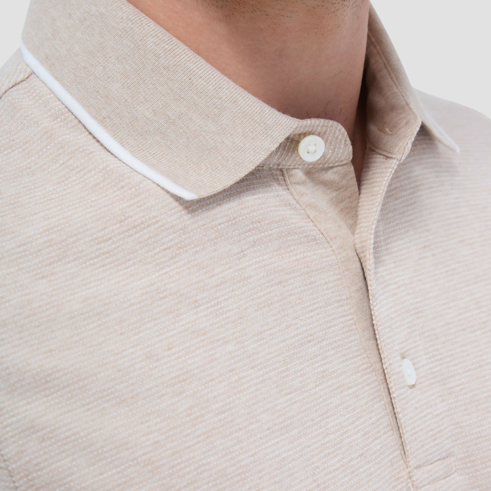 Bugatchi Two-Tone Bird's Eye Polo Shirt Sand