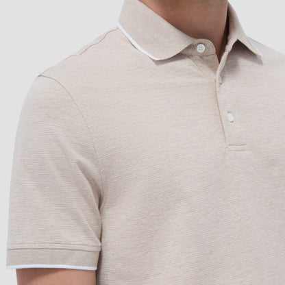 Bugatchi Two-Tone Bird's Eye Polo Shirt Sand