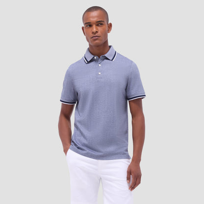 Bugatchi Speckled Bird's Eye Polo Shirt Navy