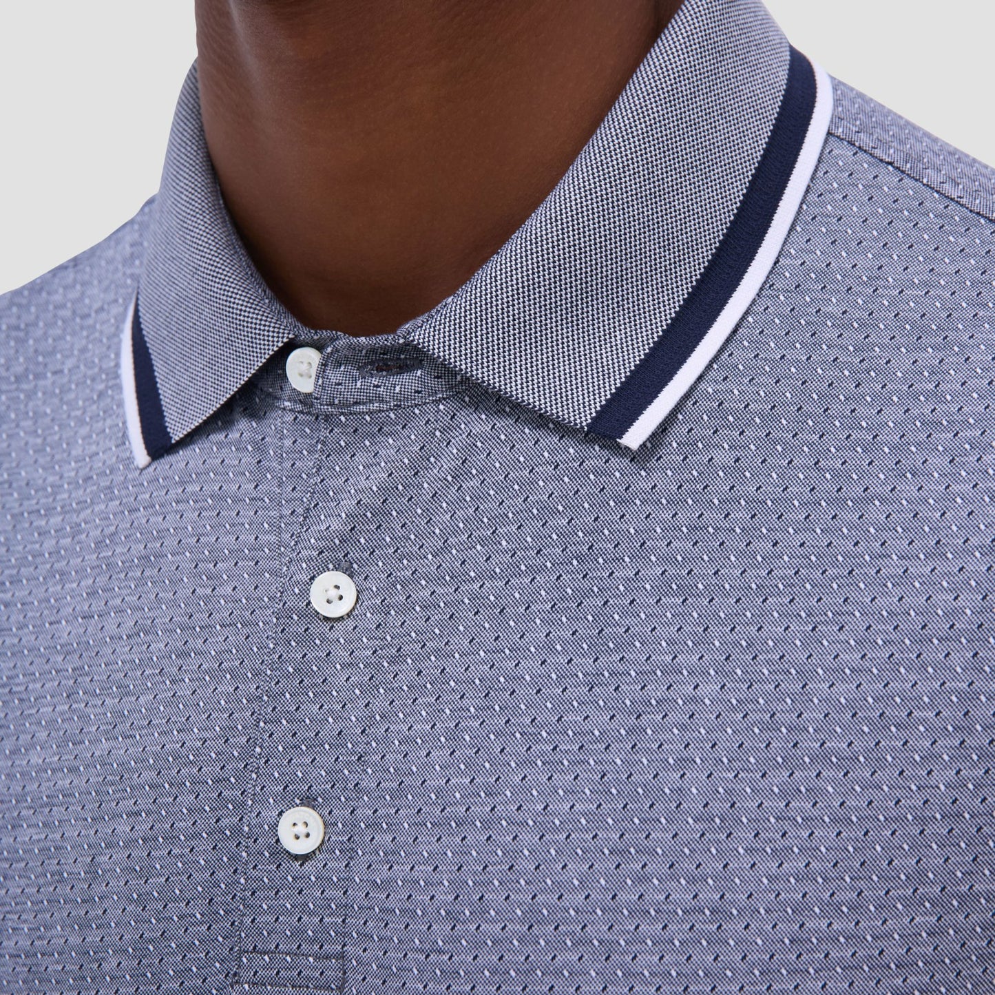 Bugatchi Speckled Bird's Eye Polo Shirt Navy
