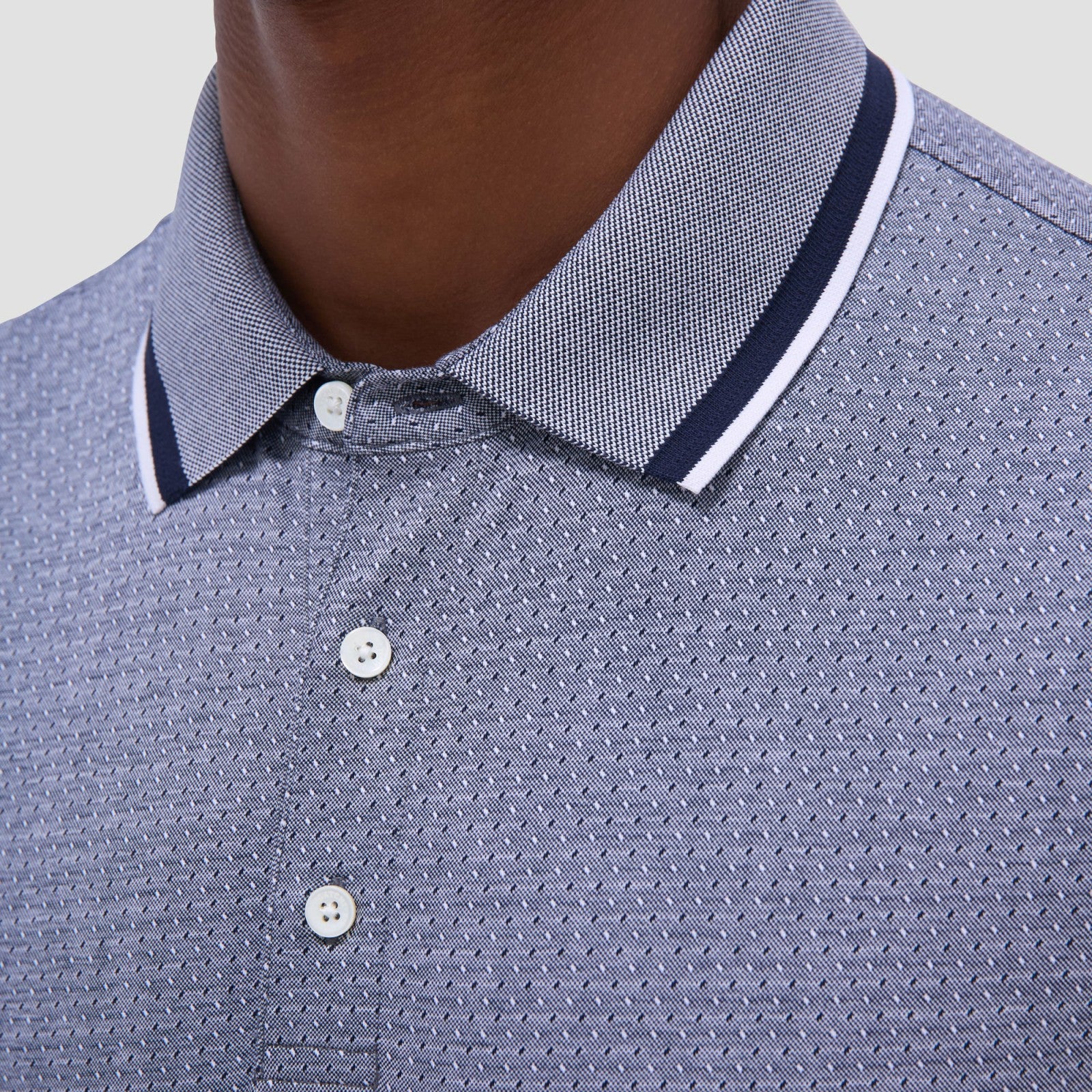 Bugatchi Speckled Bird's Eye Polo Shirt Navy