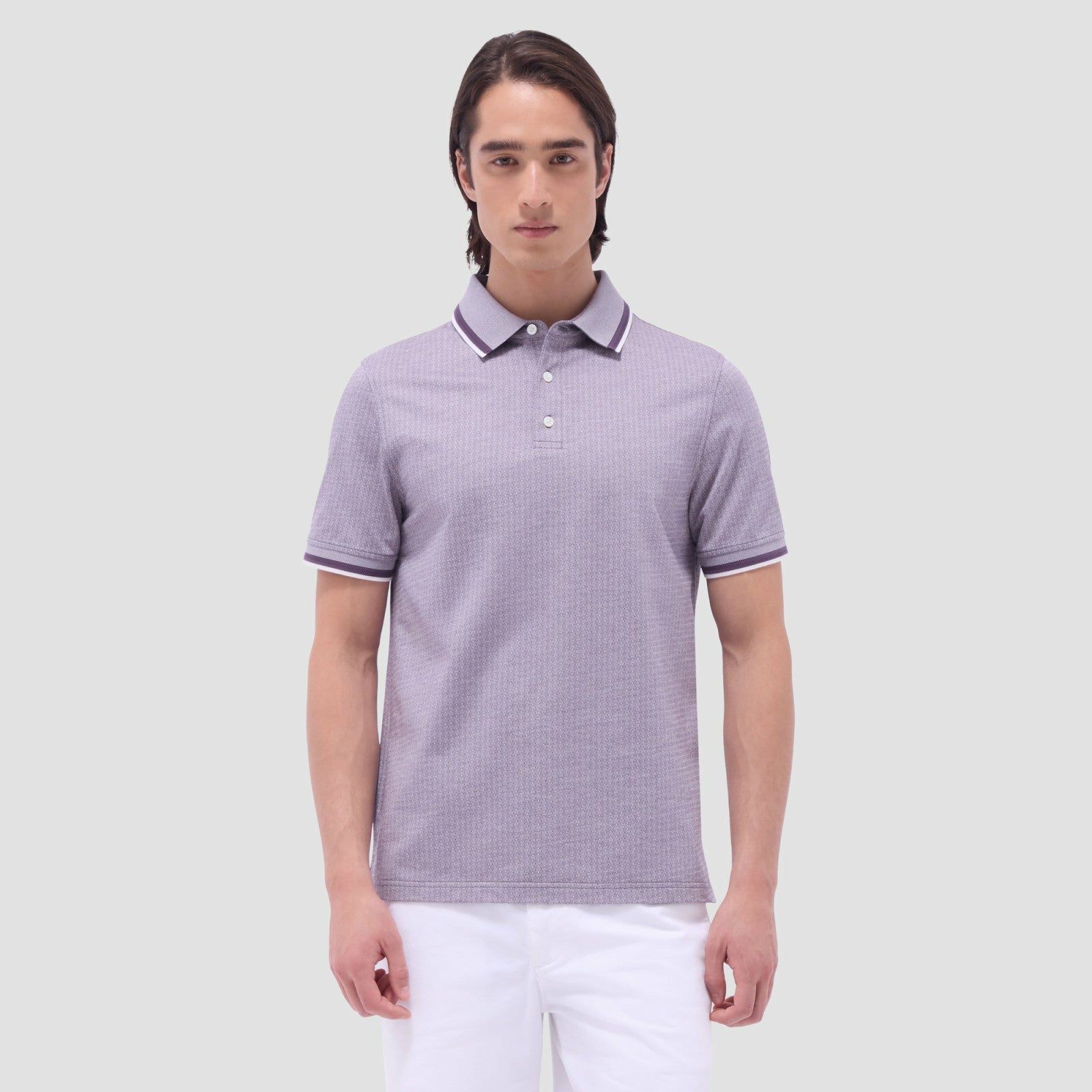 Bugatchi Speckled Bird's Eye Polo Shirt Plum