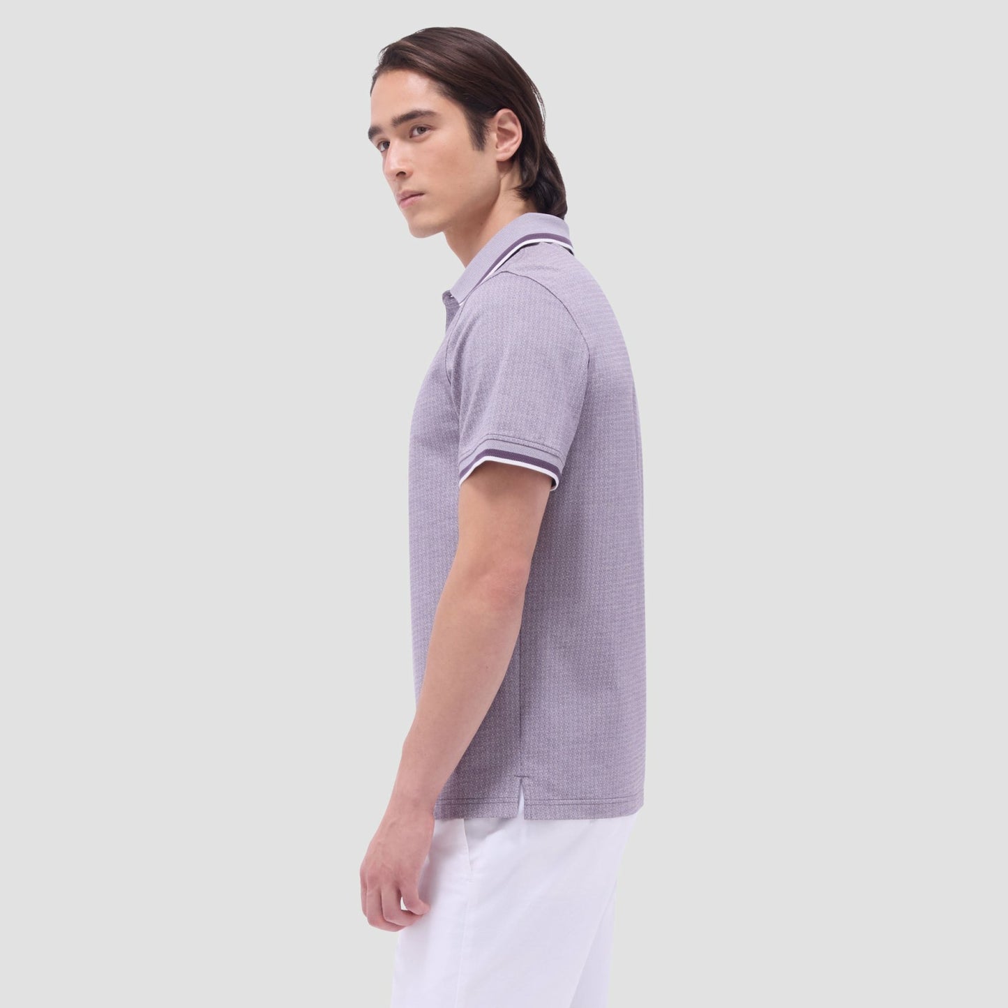Bugatchi Speckled Bird's Eye Polo Shirt Plum