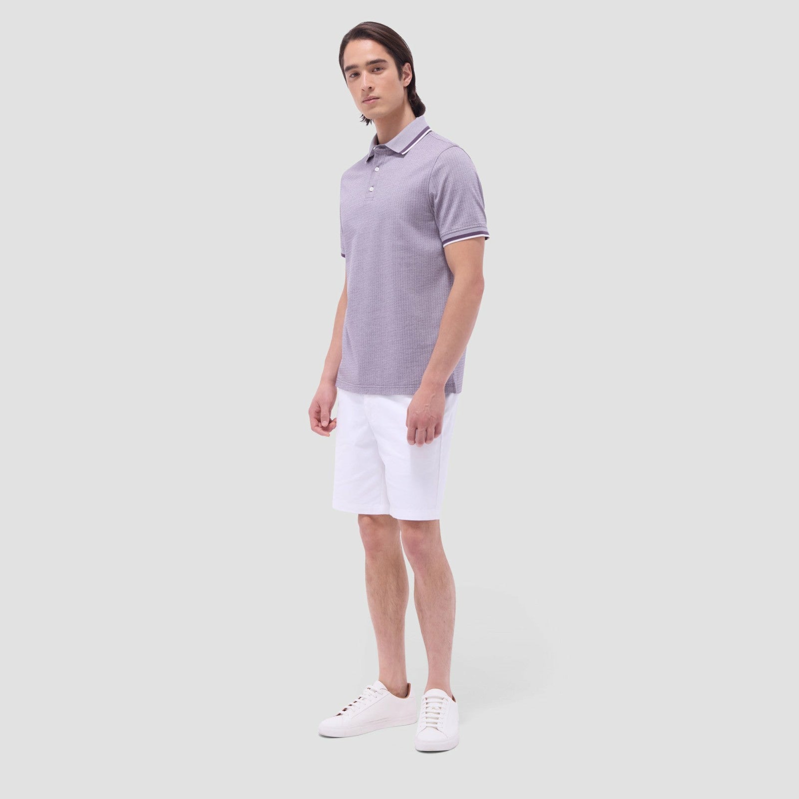 Bugatchi Speckled Bird's Eye Polo Shirt Plum