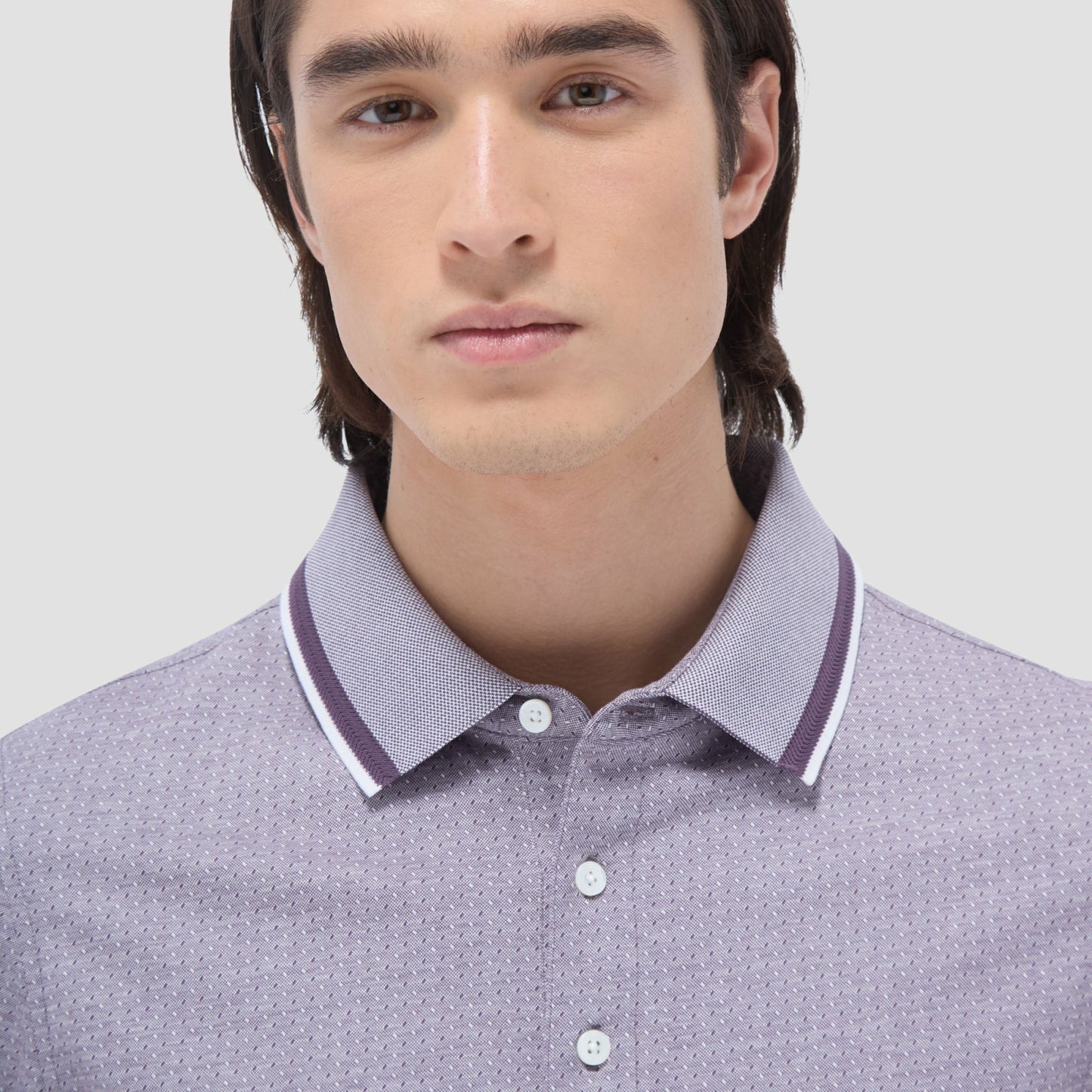 Bugatchi Speckled Bird's Eye Polo Shirt Plum