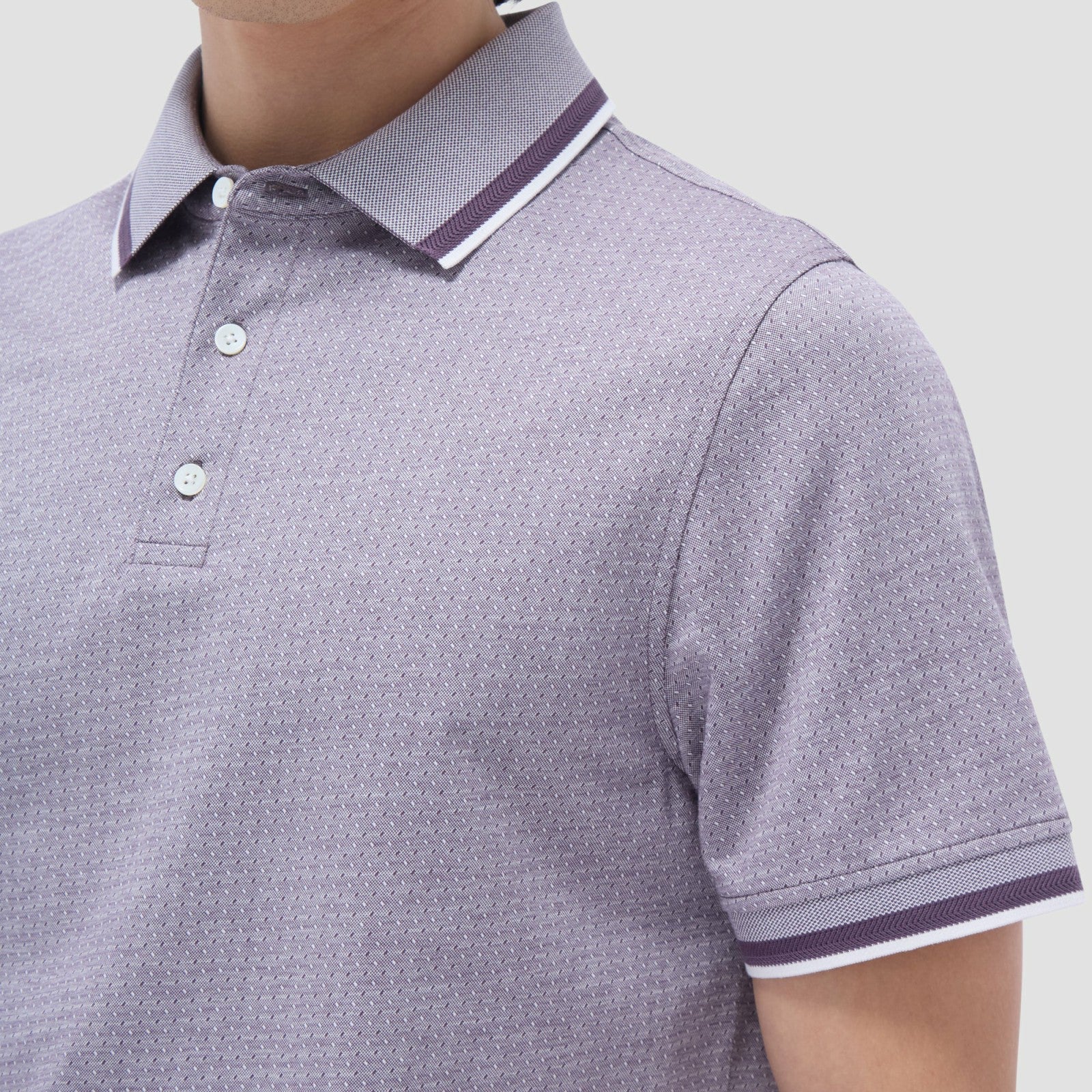 Bugatchi Speckled Bird's Eye Polo Shirt Plum