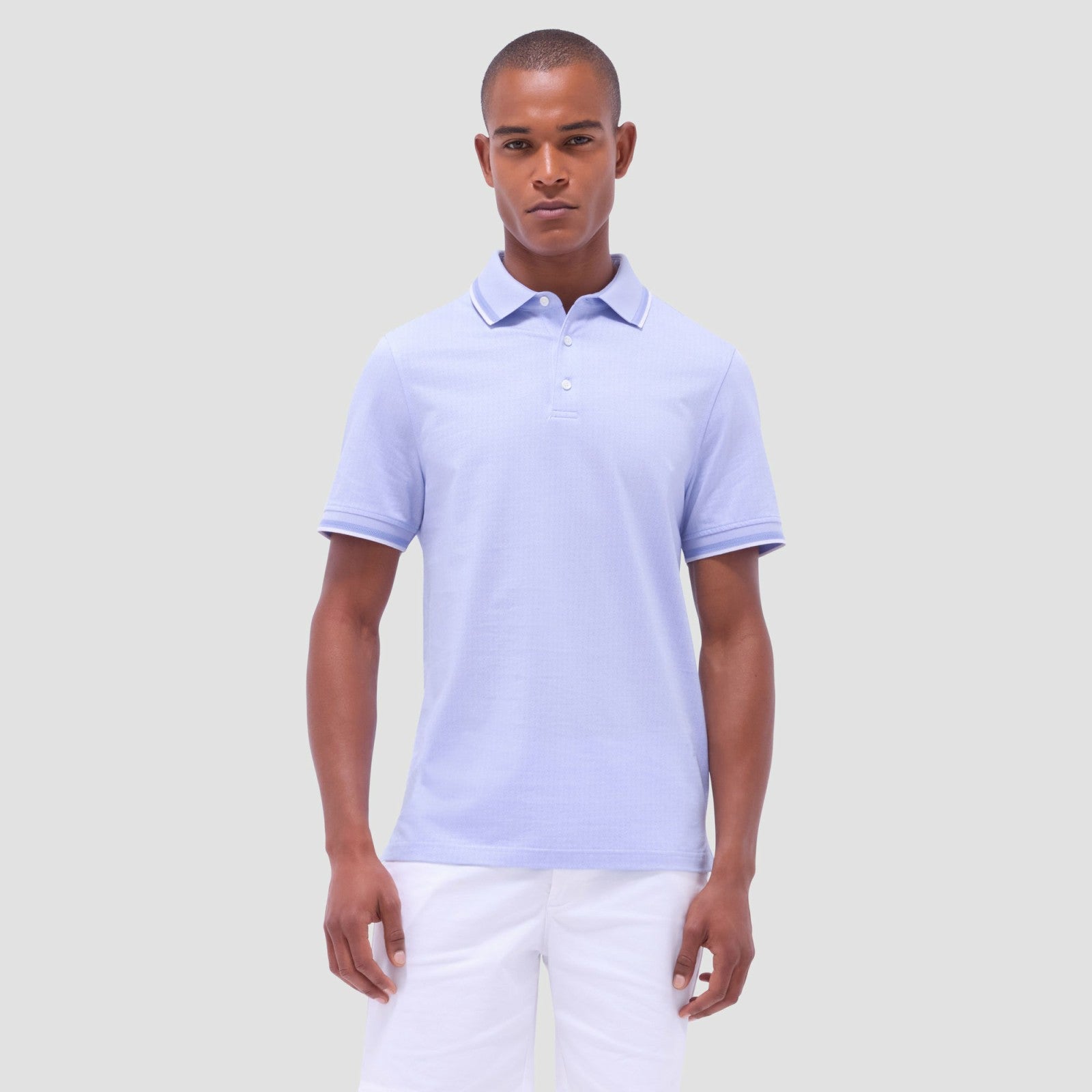 Bugatchi Speckled Bird's Eye Polo Shirt Sky