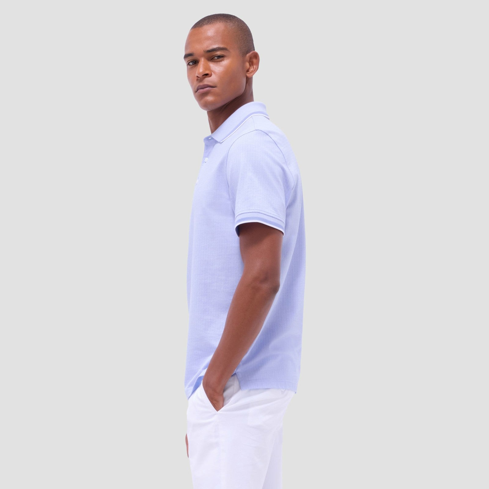 Bugatchi Speckled Bird's Eye Polo Shirt Sky