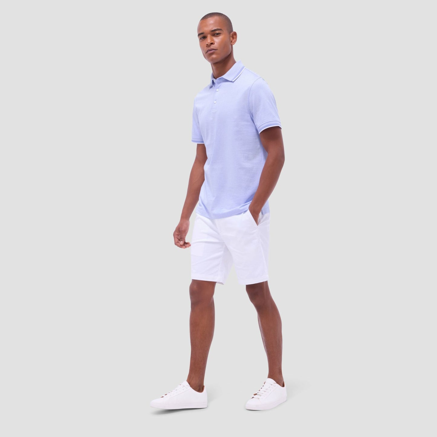 Bugatchi Speckled Bird's Eye Polo Shirt Sky