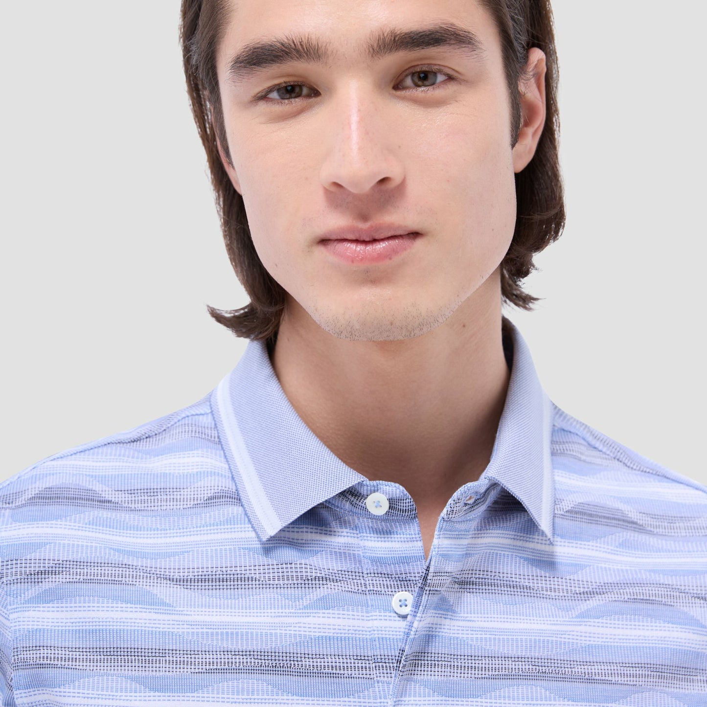 Bugatchi Wave Bird's Eye Polo Shirt Classic Blue
