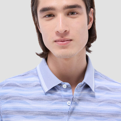 Bugatchi Wave Bird's Eye Polo Shirt Classic Blue