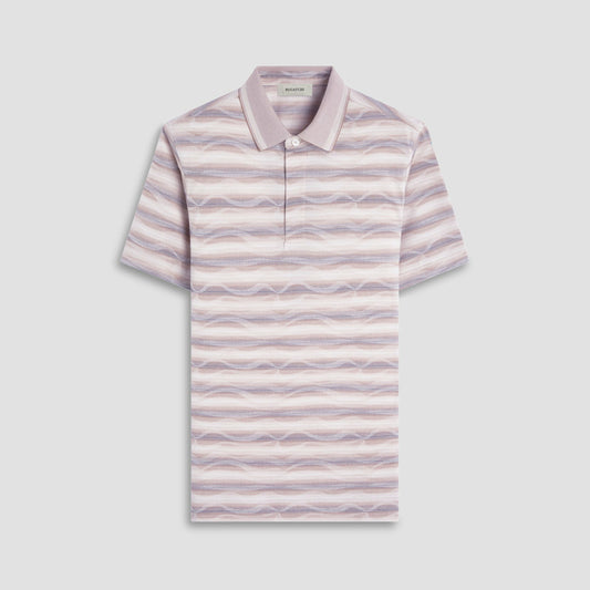 Bugatchi Wave Bird's Eye Polo Shirt Sand