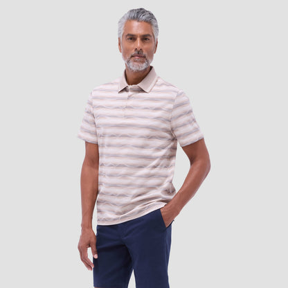 Bugatchi Wave Bird's Eye Polo Shirt Sand