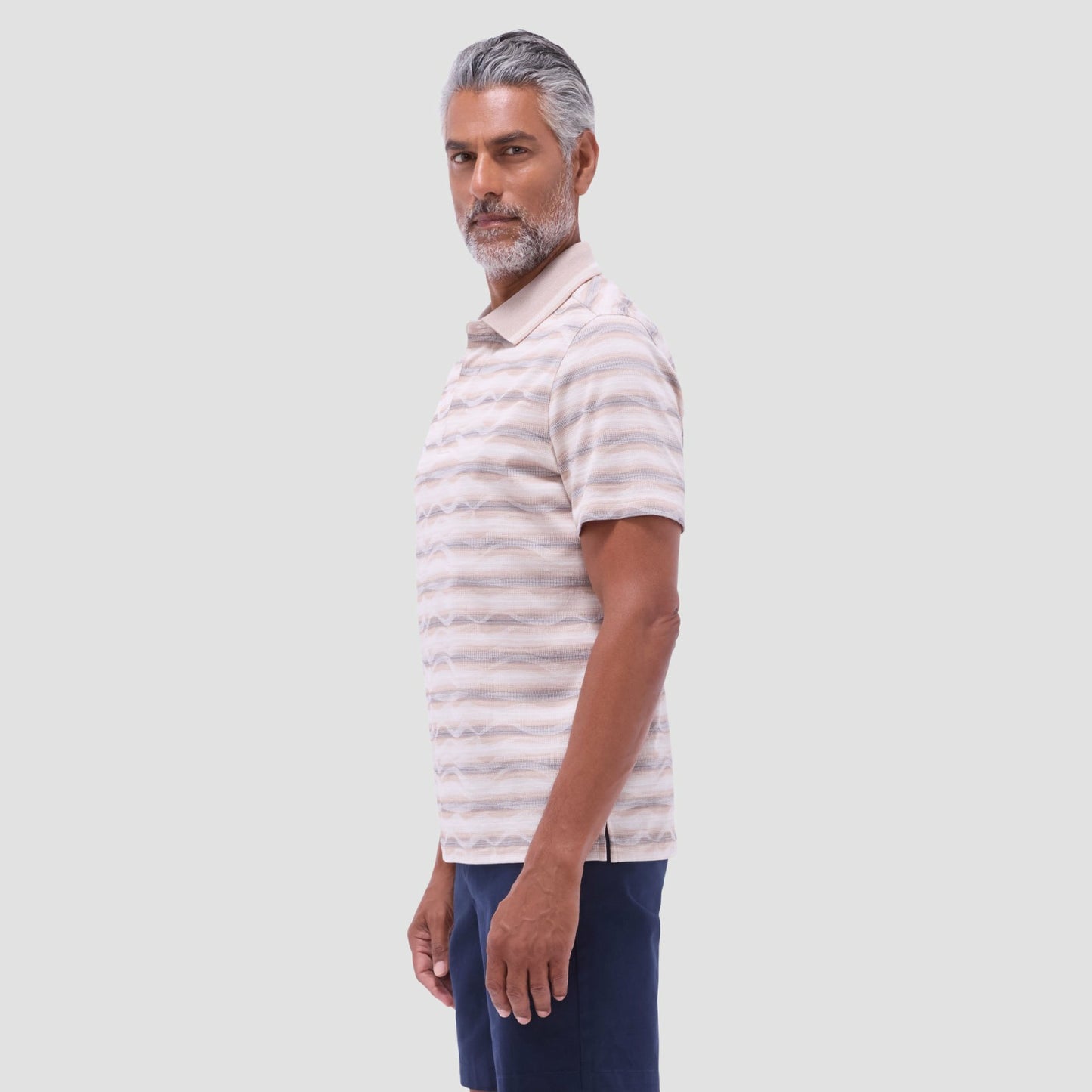 Bugatchi Wave Bird's Eye Polo Shirt Sand
