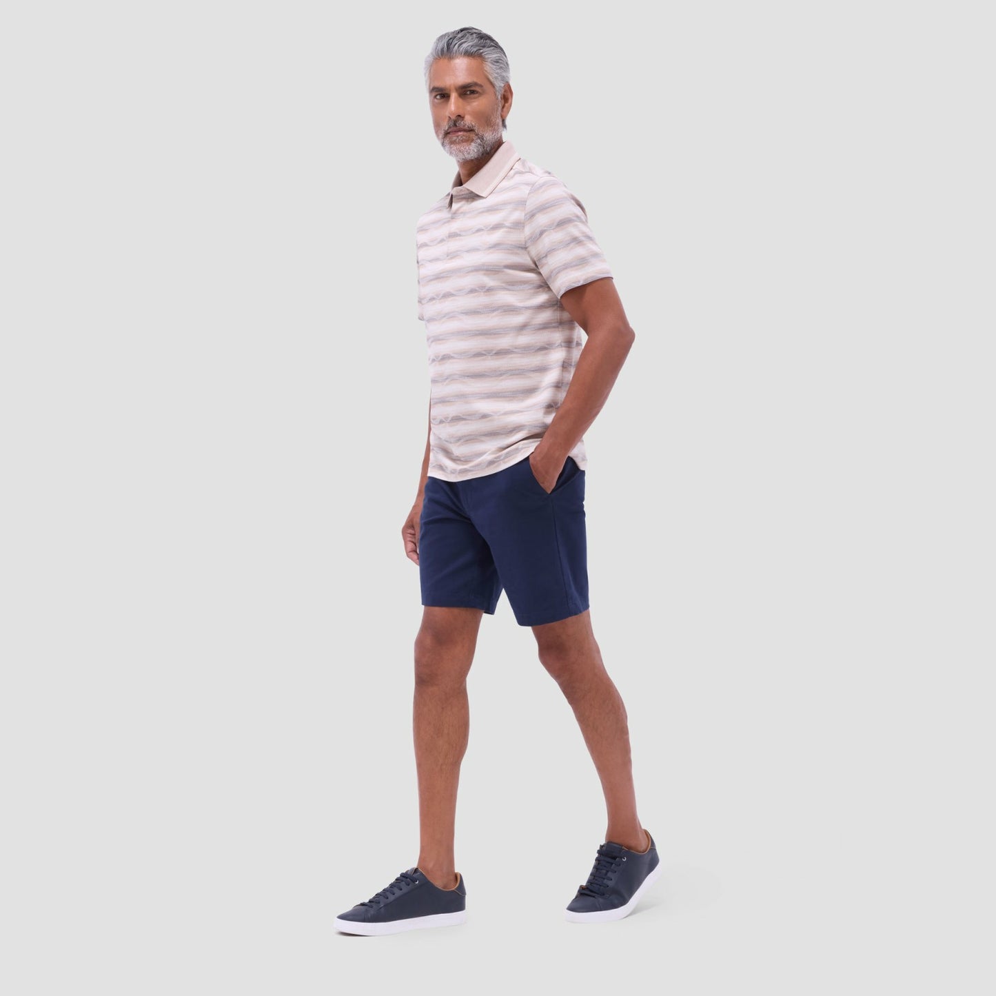 Bugatchi Wave Bird's Eye Polo Shirt Sand