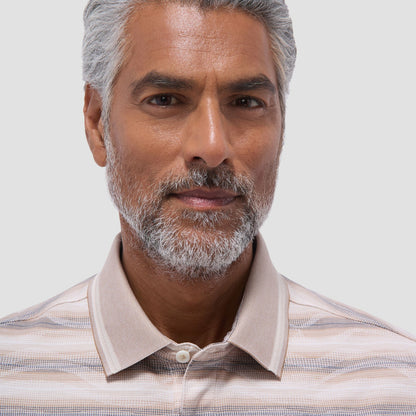 Bugatchi Wave Bird's Eye Polo Shirt Sand